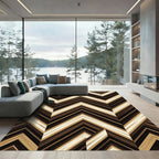 Modern Neutral Chevron Zigzag Stripe Rug