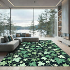 Lush Emerald Ivy Leaf Botanical Scroll Rug