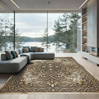 Elegance Ornate Gold Floral Scrollwork Rug