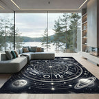 Celestial Silver Zodiac Constellation Art Rug