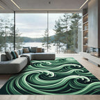 Sage Green Swirling Ocean Waves Rug