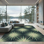 Sage Green Geometric Starburst Mosaic Rug