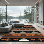 Rust Orange Tribal Arrow Diamond Rug