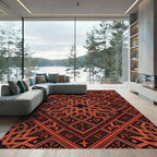 Crimson Geometric Diamond Cross Medallion Rug