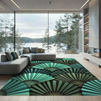 Emerald Teal Fan Tessellation Rug