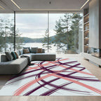 Plum Coral Abstract Paint Strokes Rug