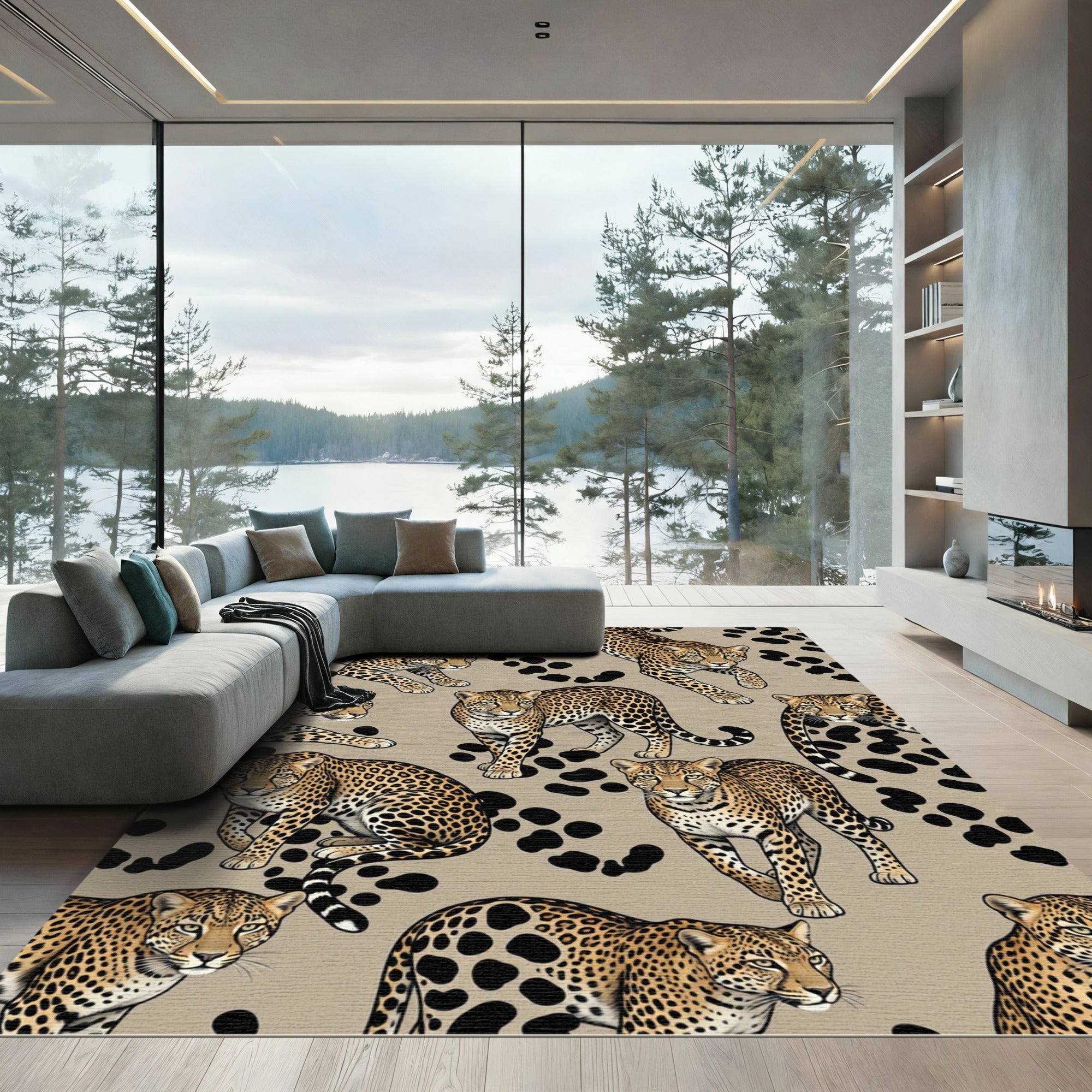 Leopard Spots Cheetah Collage Rug