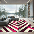 Modern Crimson Chevron Geometric Rug