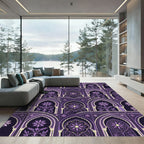 Purple Arch Floral Medallion Scene Rug