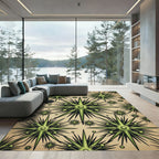 Midcentury Modern Olive Starburst Geometric Rug