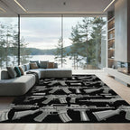 Tactical Military Gray Firearm Grid Rug