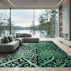 Intricate Emerald Clover Scrollwork Rug