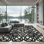 Intricate Black Ivory Geometric Star Rug