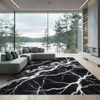 Monochrome Branch Swirl Marble Rug
