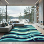 Serene Teal Swirling Ocean Waves Rug