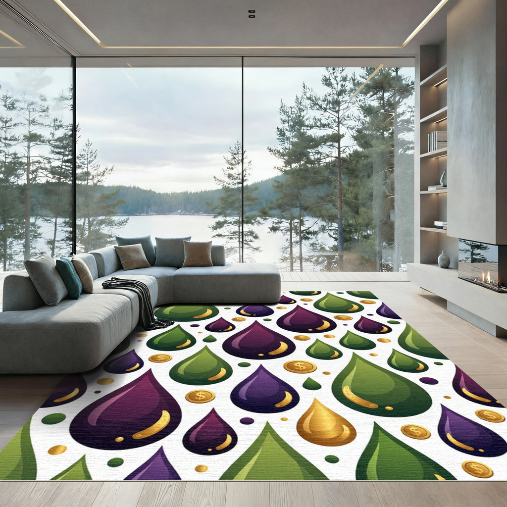 Abstract Olive Plum Liquid Wealth Rug