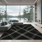 Classic Black Diamond Grid Dots Rug