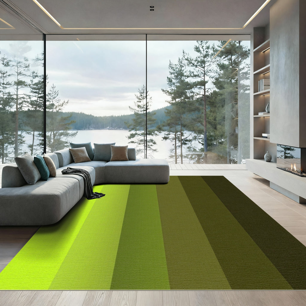 Lush Green Graduated Stripes Rug
