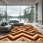 Mid Century Retro Geometric Chevron Rug