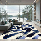 Deep Blue Ink Brush Strokes Rug