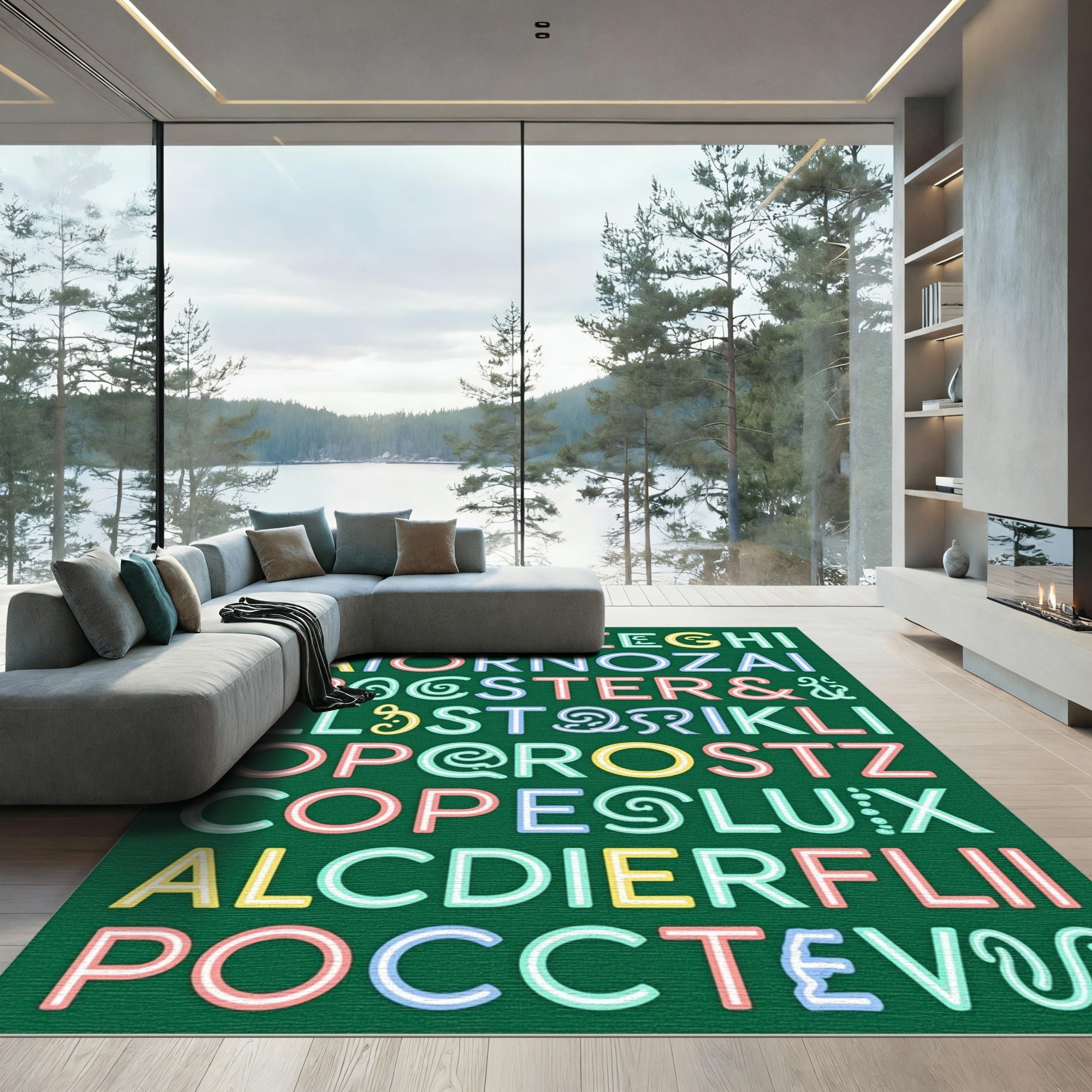 Alphabet Collage In Pastel Colors Rug