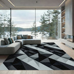 Monochromatic Geometric Facet Illusion Rug