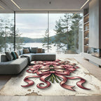Elegant Pink Ribbon Bouquet Illustration Rug