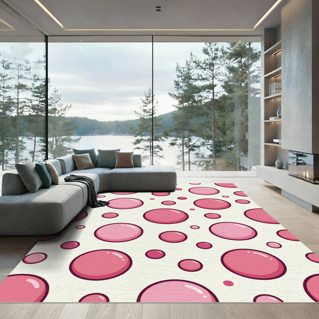 Pink Bubble Circle Medallion Rug