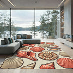 Coastal Seashell Collection in Peach and Sand Rug