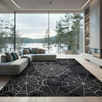 Black White Spiderweb Intricate Web Rug