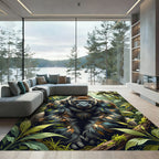 Majestic Silverback Gorilla Jungle Portrait Rug