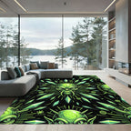 Neon Alien Crystal Geometric Glow Rug