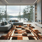Geometric Copper Dune Check Rug