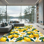 Sunny Yellow Lemon Citrus Botanical Rug