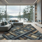 Woven Stone Gray and Golden Lattice Rug