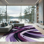 Abstract Plum and Violet Swirling Curves Rug