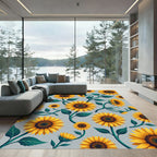 Cheerful Sunny Sunflower Botanical Field Rug
