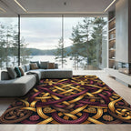 Golden Burgundy Interwoven Celtic Knot Rug