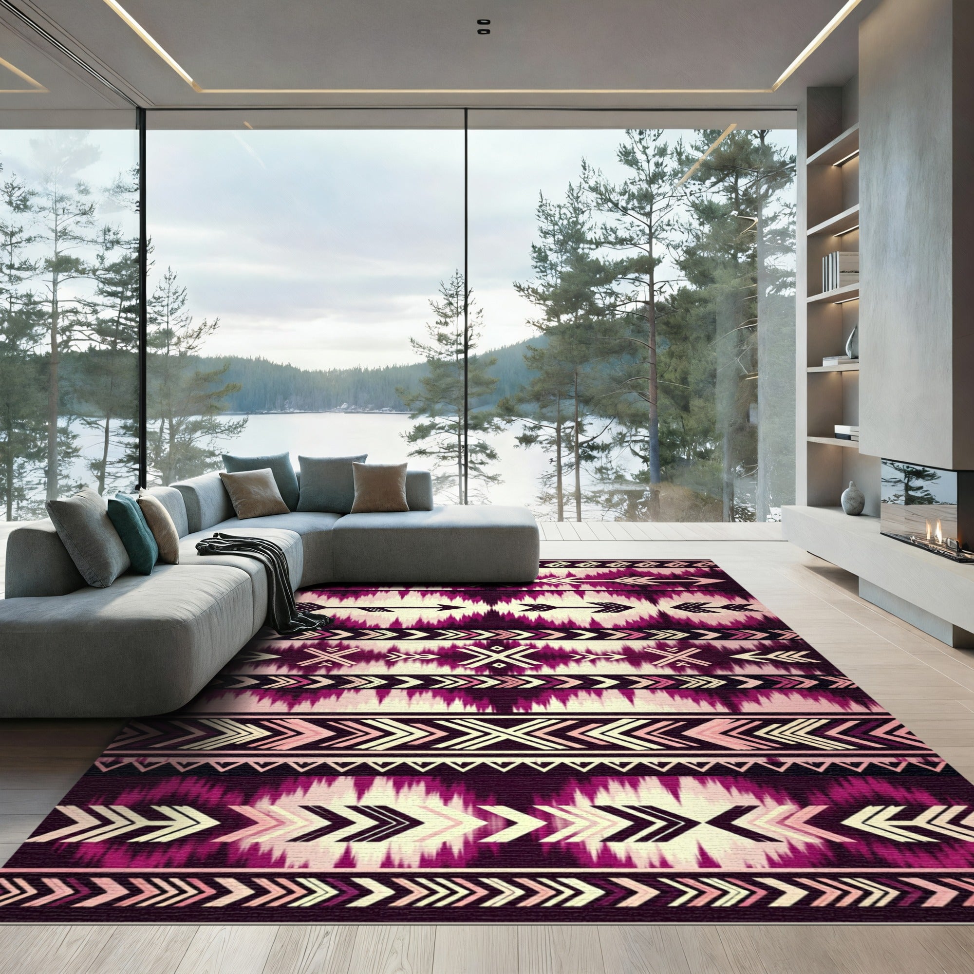 Plum Arrow Tribal Stripe Rug