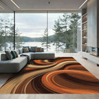 Abstract Earth Tone Swirling Wave Rug