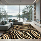 Earthy Wavy Brown Fluid Stripe Rug