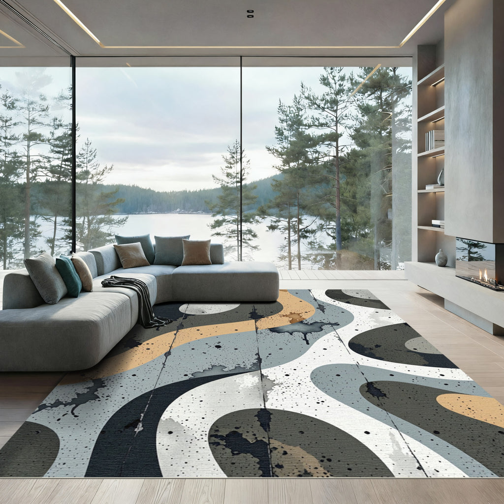 Abstract Sandy Wave Splatter Rug