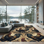 Rustic Farmhouse Rooster Earth Tone Area Rug