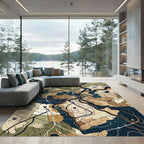 Abstract Topographical Raven Map Rug