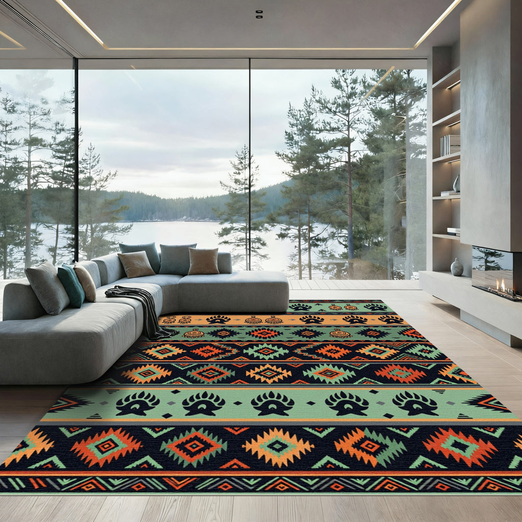 Navajo Tribal Mint Orange Diamond Rug