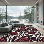 Dark Crimson Rose Garden Floral Rug