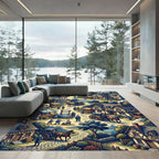 Whimsical Village Life Scenic Illustration Rug