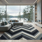 Modern Monochromatic Charcoal Gray Chevron Rug