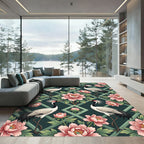 Pink Crane Peony Garden Trellis Rug