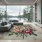 Soft Pink Botanical Rose Bouquet Rug